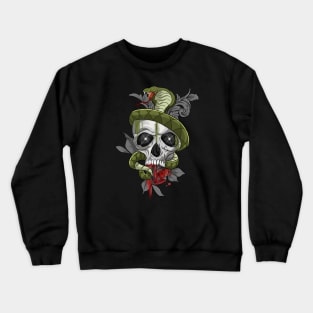 Snake Skull with Rose Crewneck Sweatshirt